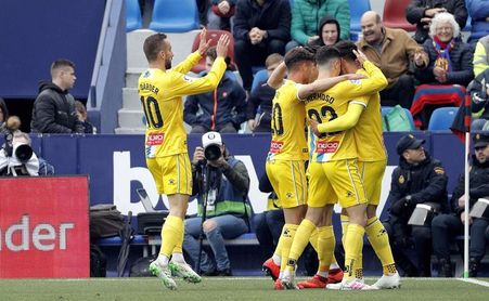 2-2. El Levante sobrevive a dos ventajas del Espanyol y una expulsión 2-2. El Levante sobrevive a dos ventajas del Espanyol y una expulsión