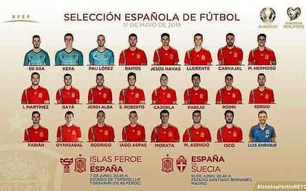 La lista de los convocados para los partidos de clasficación de la Euro 2020 contra Islas Feroe y Suecia La lista de los convocados para los partidos de clasficación de la Euro 2020 contra Islas Feroe y Suecia