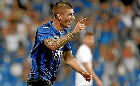 Mancini celebra un gol con el Atalanta esta temporada. Mancini celebra un gol con el Atalanta esta temporada.