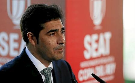 Ángel Haro, presidente del Betis, en un acto de la Copa del Rey en el Villamarín. Ángel Haro, presidente del Betis, en un acto de la Copa del Rey en el Villamarín.