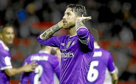 Sergio Ramos celebró así su gol al Sevilla en dicho partido. Sergio Ramos celebró así su gol al Sevilla en dicho partido.