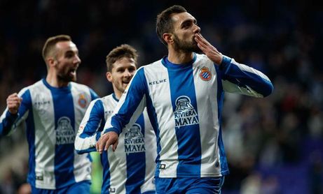 Borja Iglesias celebra un gol con el Espanyol. Borja Iglesias celebra un gol con el Espanyol.