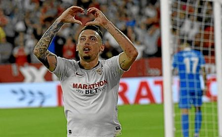 El argentino Lucas Ocampos, celebrando su tanto frente al Getafe, el pasado domingo en LaLiga. El argentino Lucas Ocampos, celebrando su tanto frente al Getafe, el pasado domingo en LaLiga.