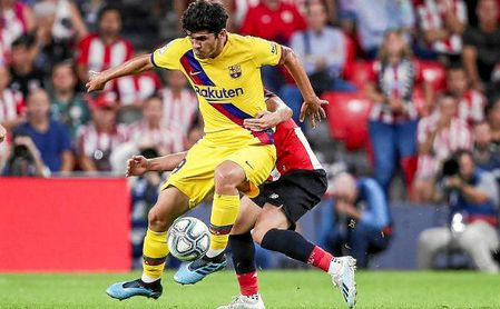 Aleñá, durante un partido de Liga contra el Athletic Club. Aleñá, durante un partido de Liga contra el Athletic Club.