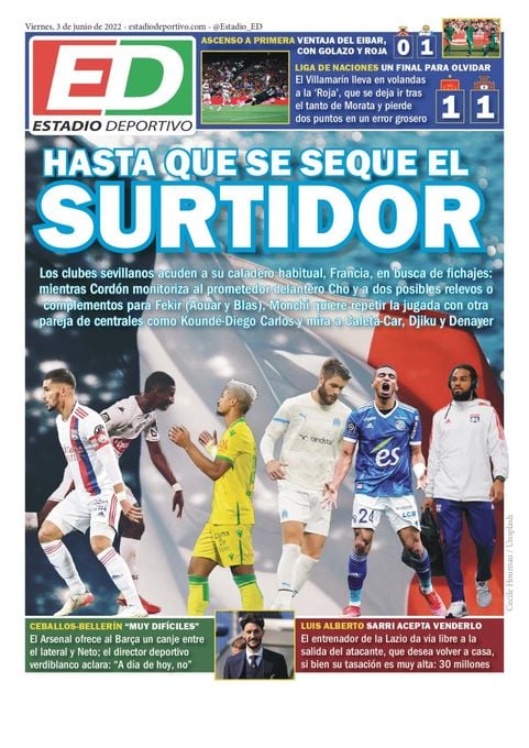 La portada de ESTADIO Deportivo para el viernes 3 de junio de 2022
